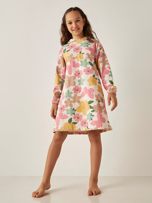 Buy Floral Print Hooded Night Dress Multi For Kids Styli Saudi