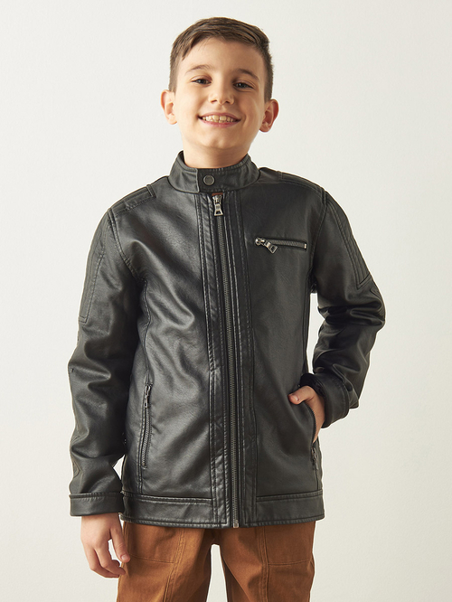 Kids leather look jacket clearance