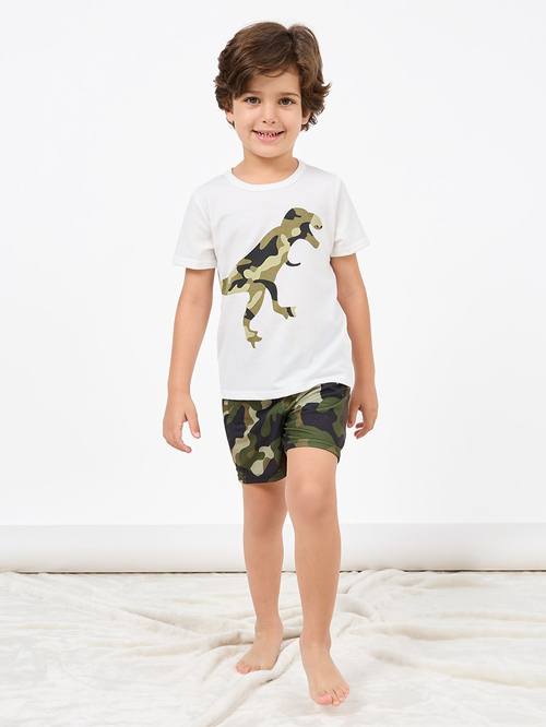 Buy Dinosaur Print T shirt Camo Shorts Set Multi For Kids Styli Saudi