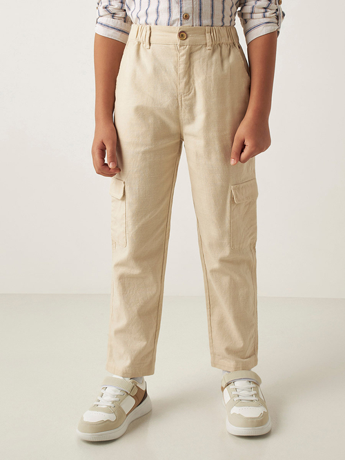 Buy Flap Pocket Pants with Button Closure White For Kids Styli Kuwait