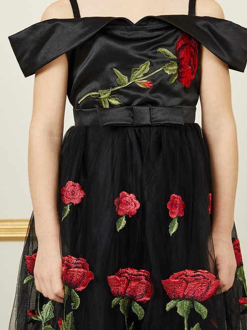 Embroidered cold shoulder dress sales