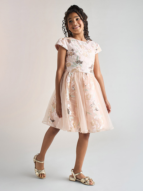 Embroidered floral dress short clearance