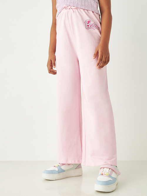 Buy Barbie Print Flared Pants with Drawstring Closure Pink For Kids Styli Saudi