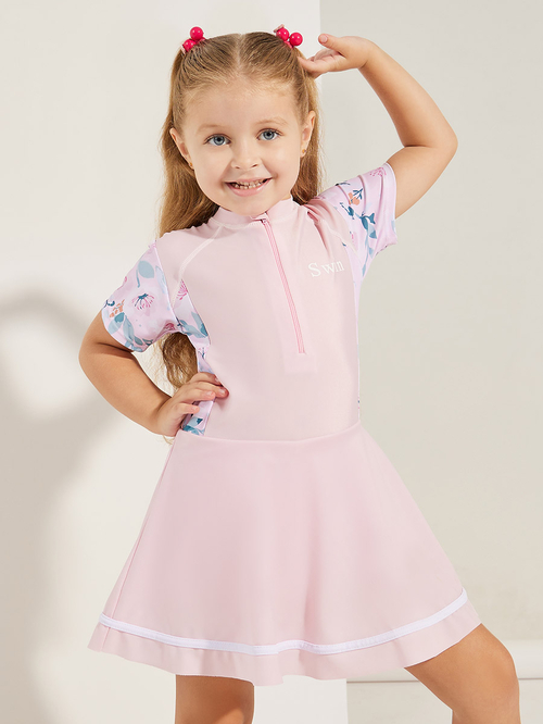 High neck skirted swimsuit shop