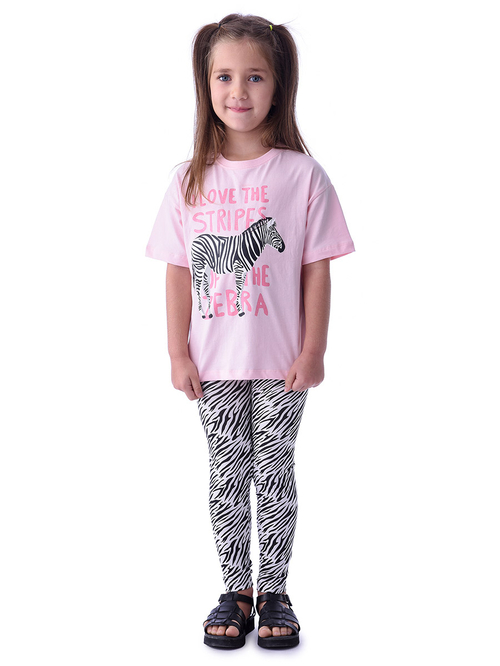 Buy Zebra Print T Shirt Leggings Set Pink For Kids Styli Bahrain