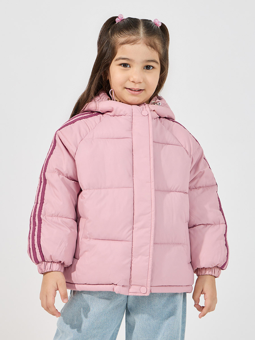 Buy Thermal Lined Slant Pocket Hooded Jacket Pink For Kids Styli Saudi