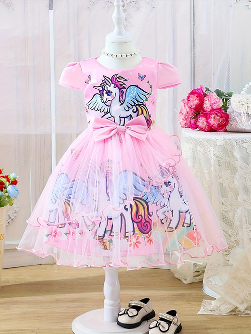 Buy Embroidered Square Neck Lace Puff Sleeve Dress Pink For