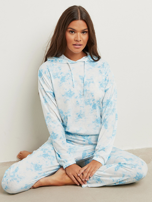 Buy Tie Dye Hoodie and Jogger Set Blue For Women Styli Saudi