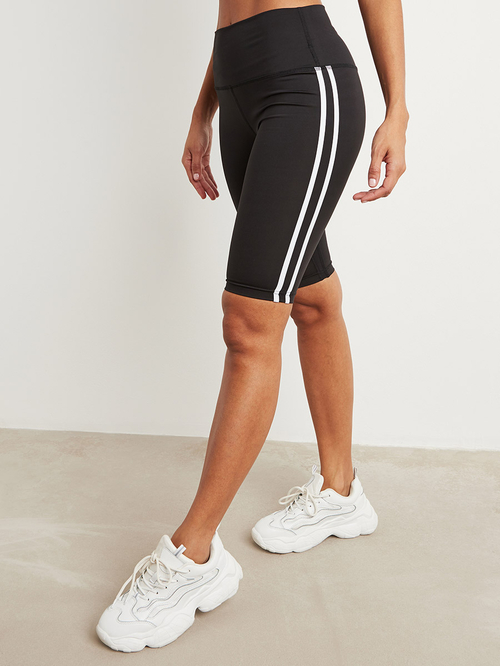 Black and white striped cycling shorts discount