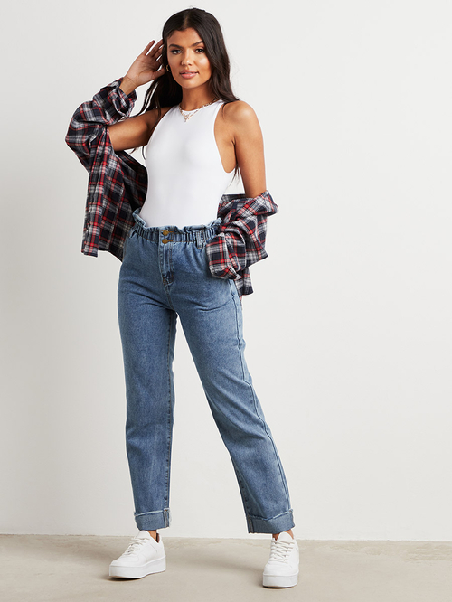 Paper bag mom jeans best sale