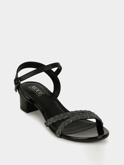 Buy Ankle Strap Low Heel Sandals Black For Women Styli Saudi