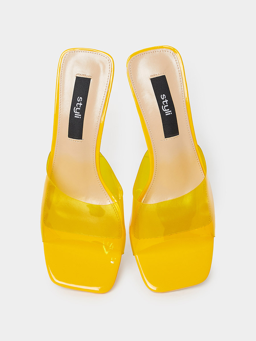 Yellow wide heels top