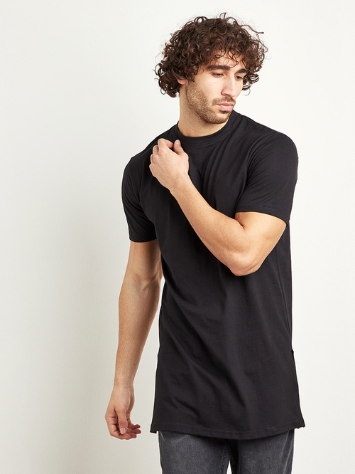Longline black t shirt mens outlet