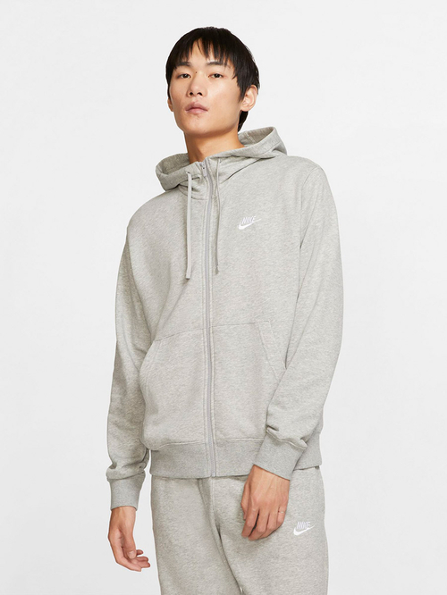Buy Sportswear Club Full Zip Fleece Hoodie Grey For Men Styli UAE