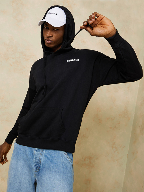 Buy Front and Back Placement Print Oversized Hoodie Black For Men Styli UAE