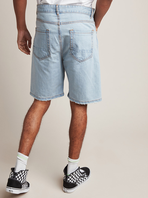 Blue knee length shorts store
