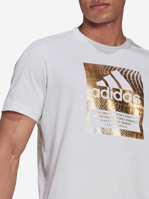 Buy Foil Logo Box Graphic Print Short Sleeves Regular T Shirt White For Men Styli Bahrain