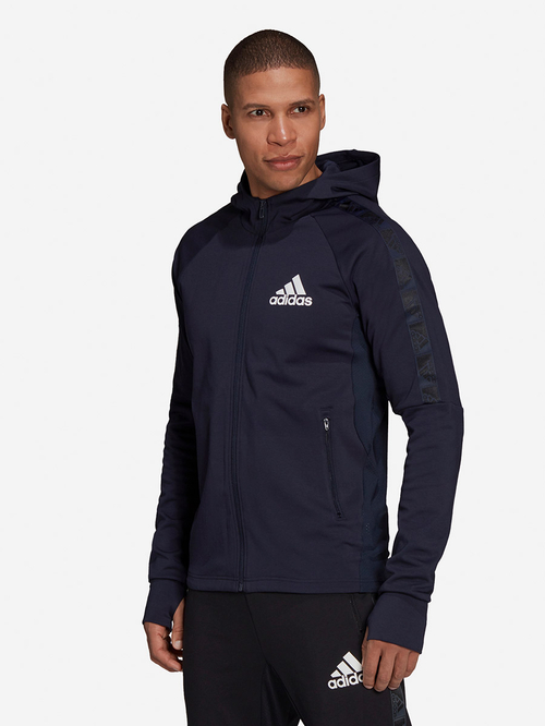 Adidas front zip hooded jacket best sale