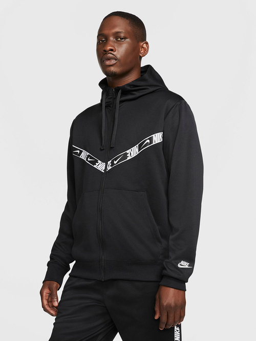 Buy NSW Repeat Full Zip Long Sleeves Hoodie Black For Men Styli Saudi