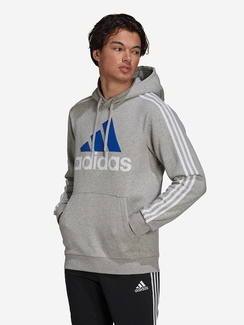 Buy Side Striped Sleeves Fleece Hoodie Grey For Men Styli Kuwait