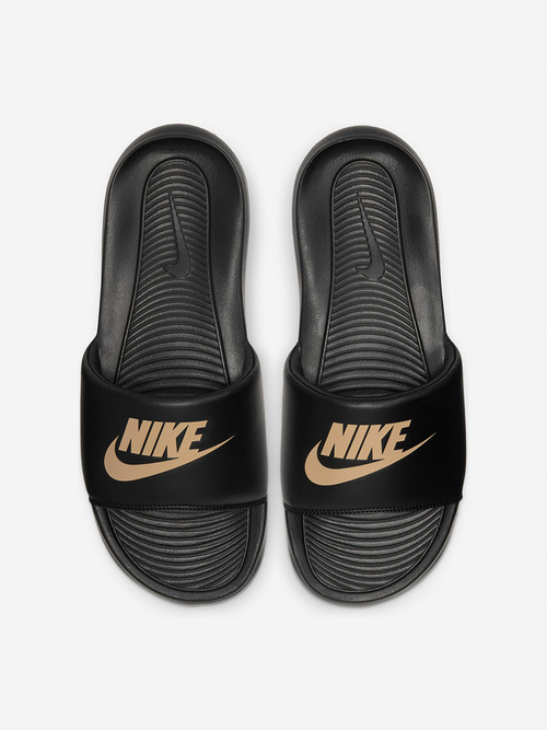 Black rose gold nike slides discount