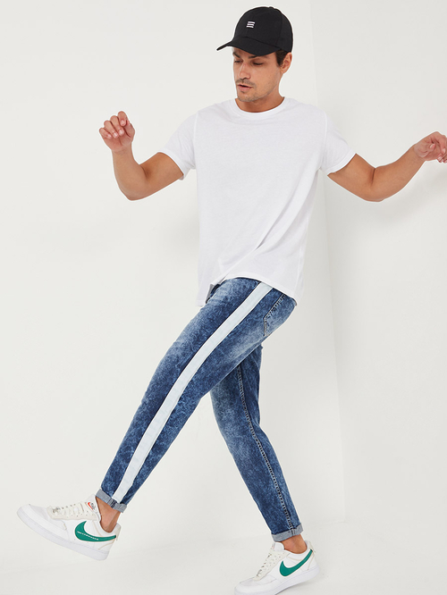 Cuffed denim joggers hotsell