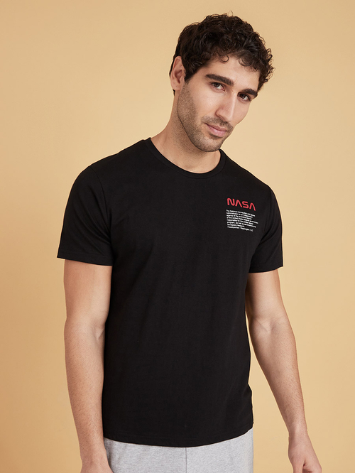 Buy NASA Slogan Print Round Neck T shirt and Shorts Set Multi For Men Styli UAE