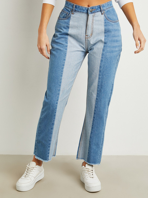Raw hem mom jeans top