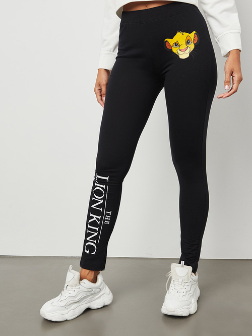 Buy Lion King Graphic Print Legging Black For Women Styli Kuwait