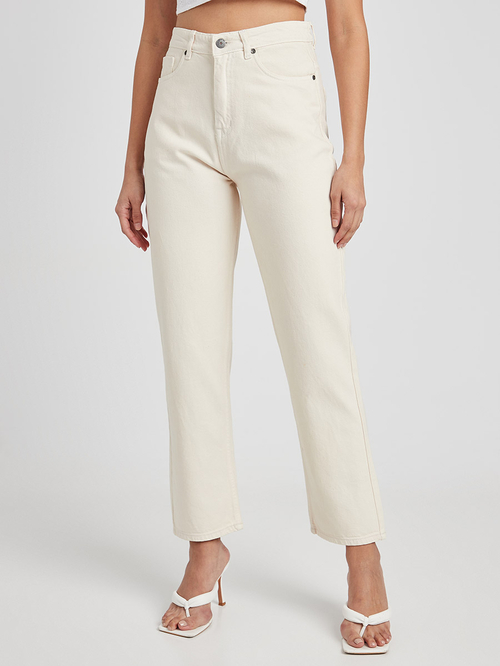 Straight leg cream jeans on sale