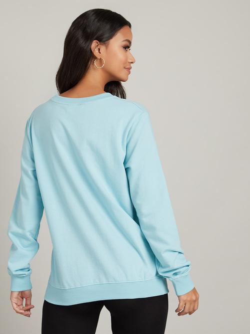 Buy Simba Print Regular Length Sweatshirt Light Blue For Women Styli Kuwait