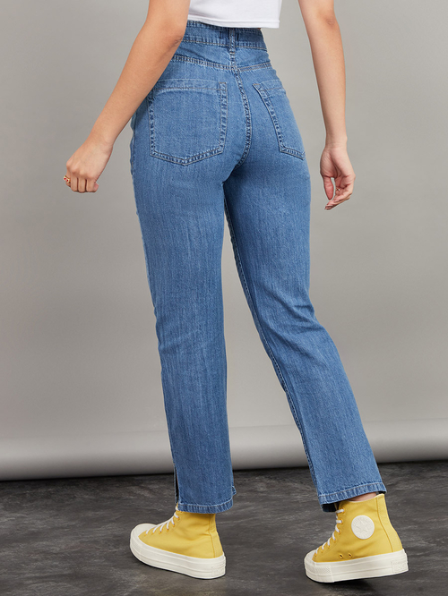 Straight leg split jeans cheap