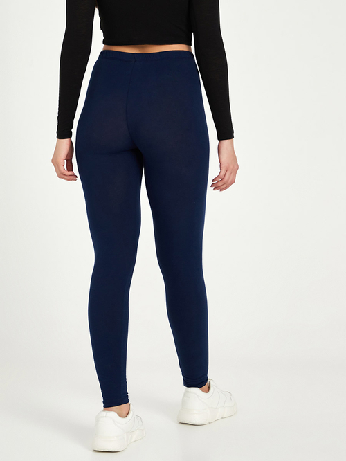 Buy Basic High Waist Legging Navy Blue For Women Styli Kuwait