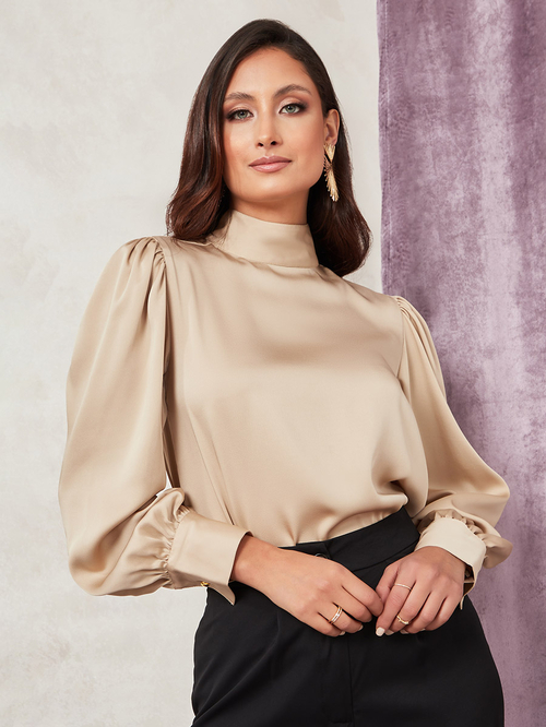 Bronze satin top shop