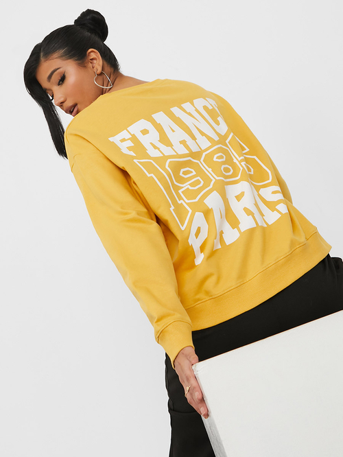 Mustard yellow sweatshirt women's top