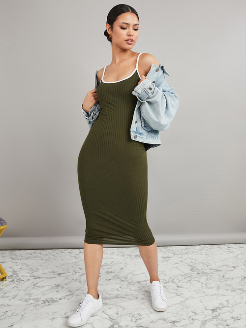 Ribbed bodycon midi dress sales