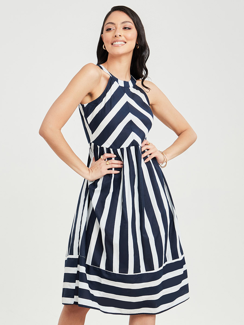 Striped halter dress discount