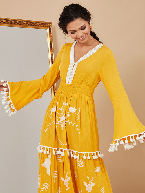 Yellow tassel dress sale