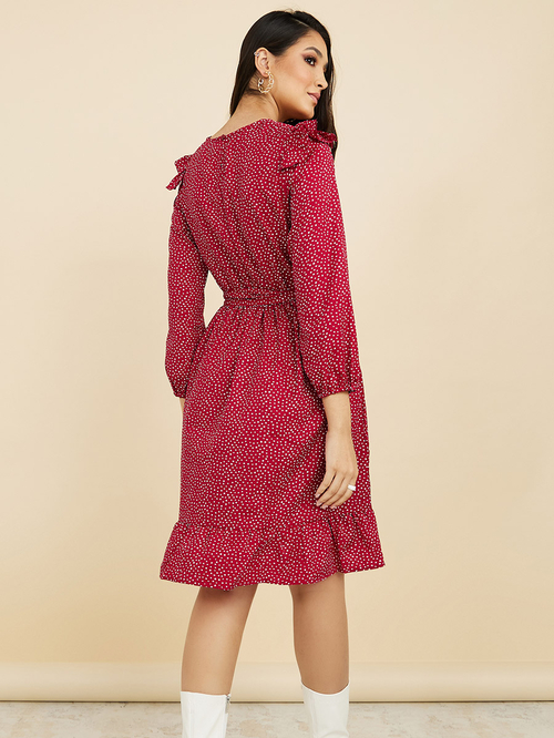 Polka dot knee length dress shop
