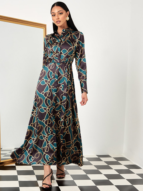 Ladies chain print dress outlet