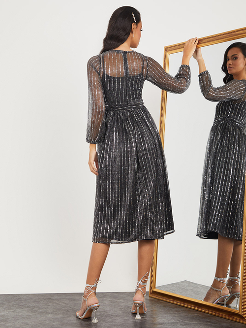 Aline midi dress with sleeves clearance