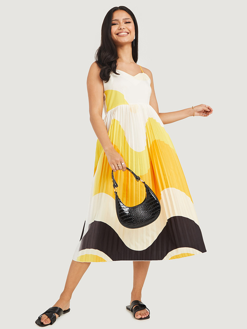 Colorblock pleated midi dress shop