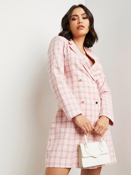 Plaid blazer dress hot sale