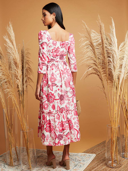 Floral print hidden pocket longline dress outlet