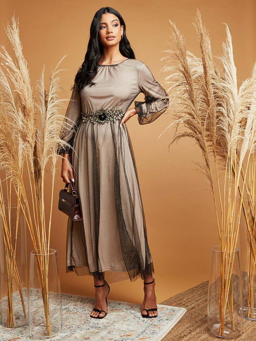 Mesh overlay dress maxi new arrivals