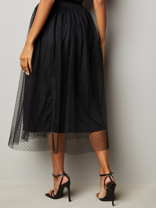Dotted tulle midi skirt shop