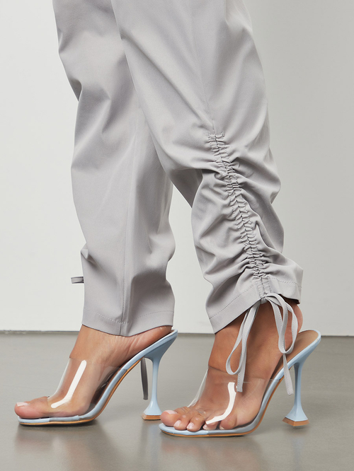 Buy Adjustable Side String Hem Pant Grey For Women | Styli Saudi