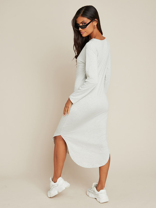 Curved hem midi dress shop