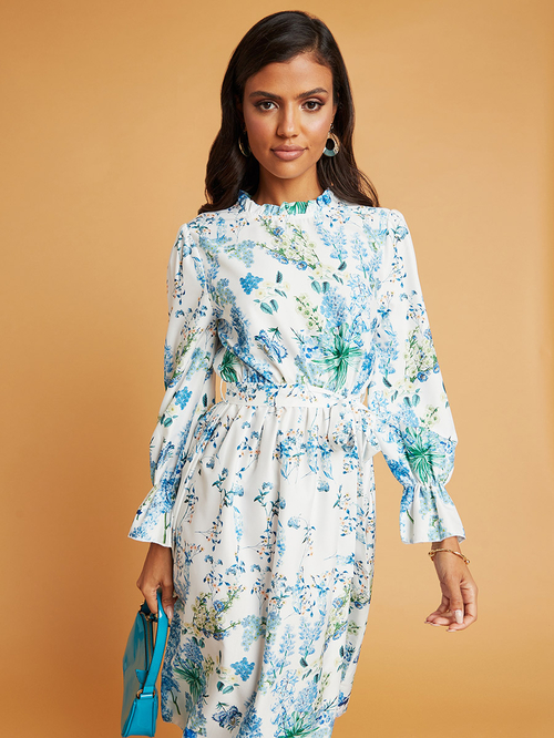 Floral print hidden sales pocket longline dress
