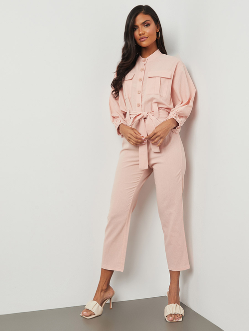 Mandarin collar jumpsuit outlet